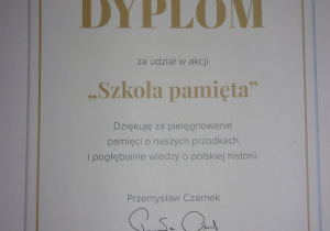 dyplom "Szkoła pamięta"