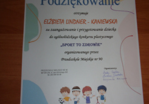 podziekowanie dla nauczycielki za zaangażowanie w przygotowanie dziecka do konkursu