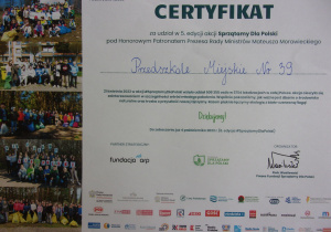 Certyfikat "Sprzatamy dla Polski"