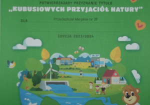 Certyfikat "Kubusiowych Przyjaciół Natury"