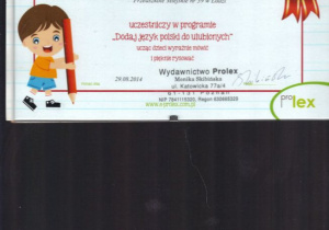 Certyfikat"Dodaj język polski do ulubionych"