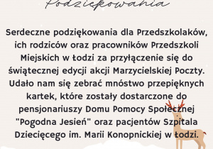 podziękowania za udział w akcji Marzycielskiej Poczty